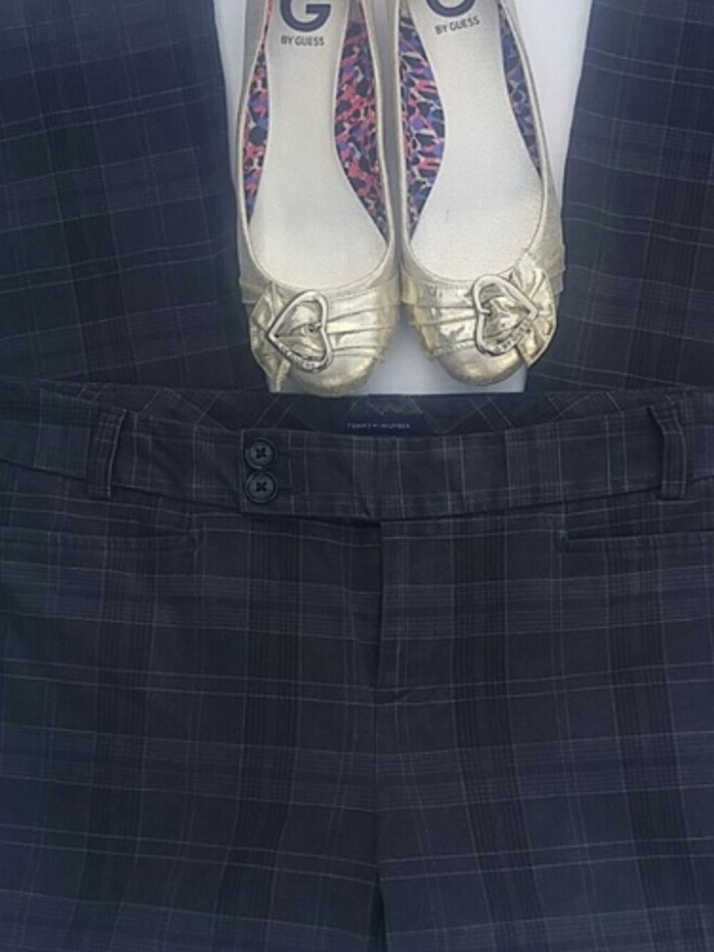 Tommy Hilfiger SZ10 Vintage Plaid Stretch Cotton Ankle & Cropped Pants.